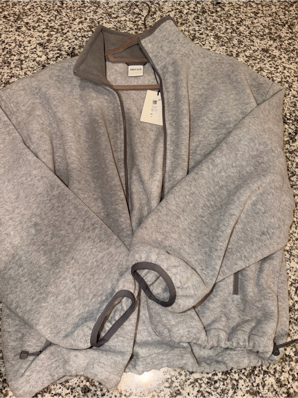 Aritzia Outlook Heather Light Gray Fleece Bomber Jacket